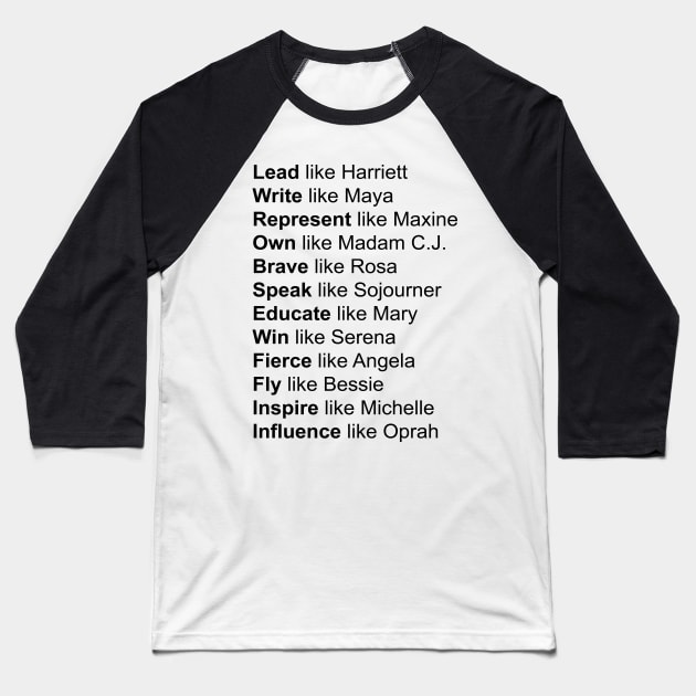 Powerful Black Women, Women of Black History, Black History Month Baseball T-Shirt by UrbanLifeApparel